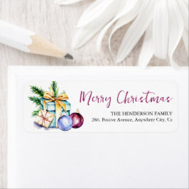 Etiqueta FEST Bauble Watercolor Endereço de Natal