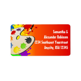 Etiqueta Festa de aniversário Colorida de Pintura Paleta de