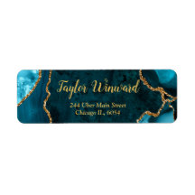 Festa de Aniversário de Mármore Azul Teal e Dourad