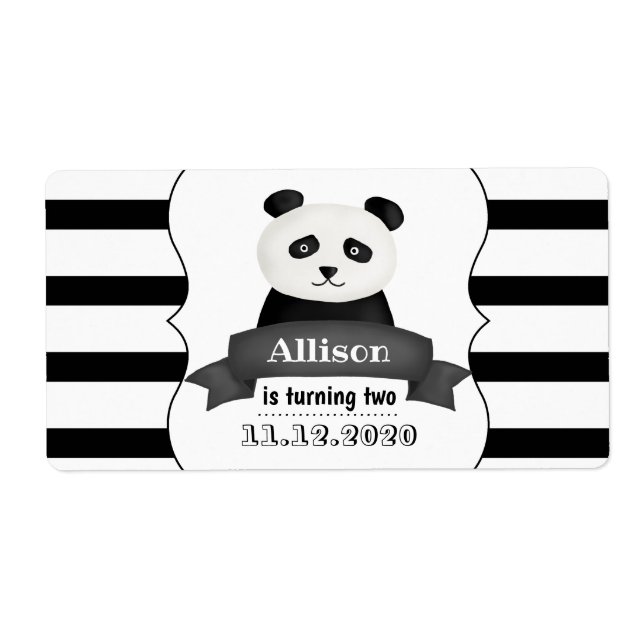 Etiqueta Festa de aniversário Panda (Frente)