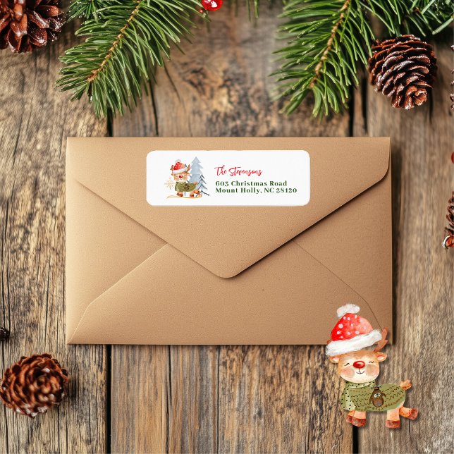 Etiqueta Festa de Natal Feia e Doce Saudações (Ugly Sweater Christmas Party Deer Greetings Label)