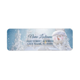 Etiqueta Festa de natal Return Address de Winter Snowman Bl