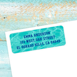 Etiqueta Festa de Piscina de Água Azul Cuja Festa de Aniver