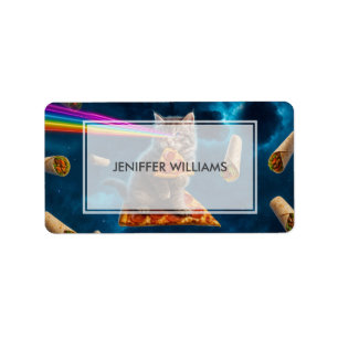 Etiqueta Festa de Pizza de Gatos Laser