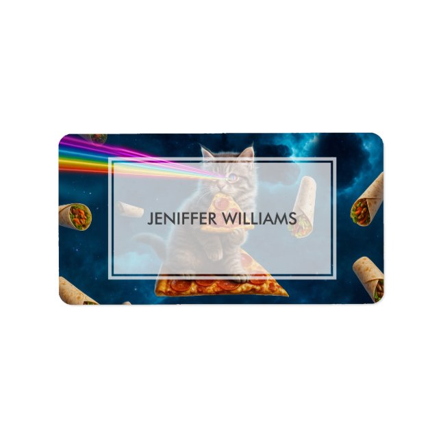 Etiqueta Festa de Pizza de Gatos Laser (Frente)