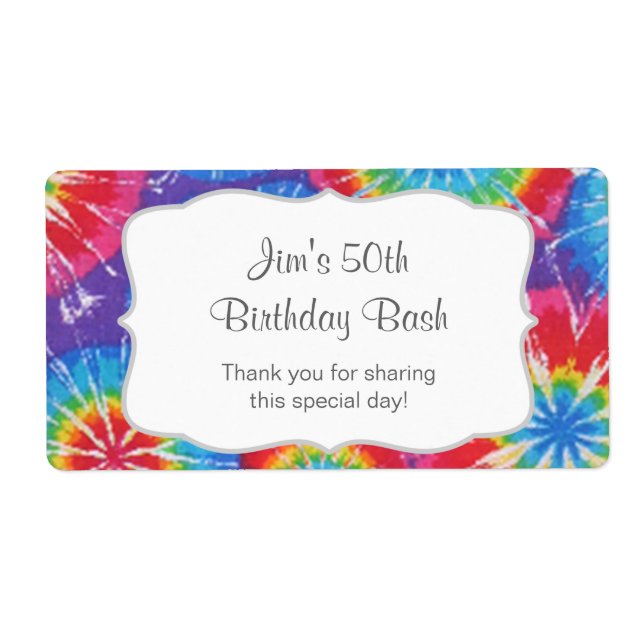 Etiqueta Festa de Tie Dye Garrafa d'água - personalize-o! (Frente)