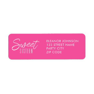 Etiqueta Festas Modernas Sweet Sixteen rosa quente para men