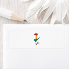 Etiqueta Festive Skeleton Guitar Player