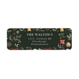 Etiqueta Festivo Botânico de inverno Endereço Natal