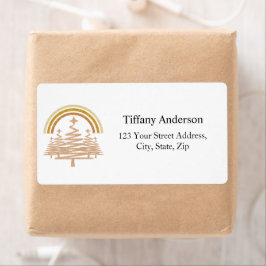 Etiqueta Festivo Dourado Rainbow Fir Tres Shipping