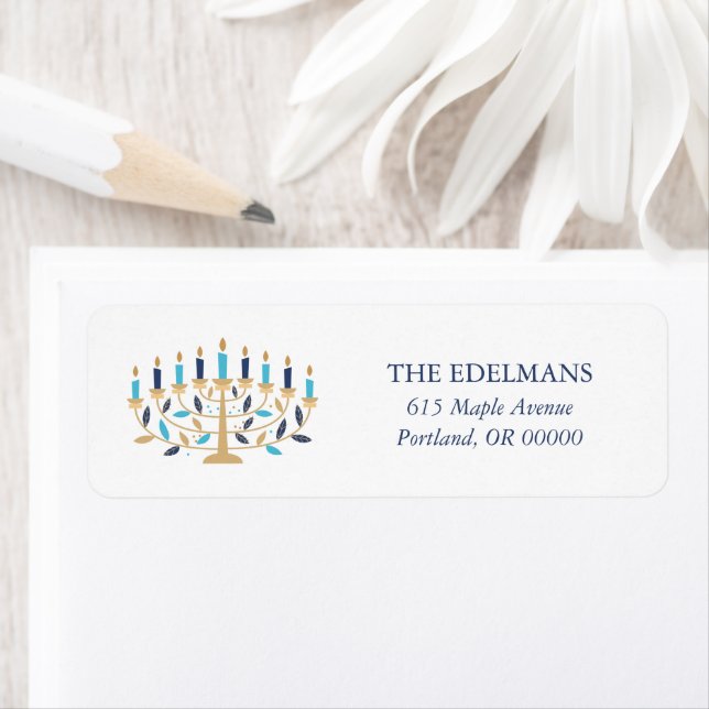 Etiqueta Festivo Menorah Hanukkah (Insitu)