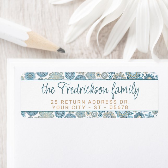 Etiqueta Festivo Quic Floral Mandala Flakes Neve Padrão (Insitu)