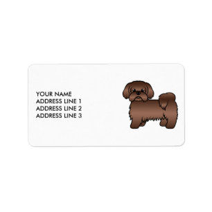 Etiqueta Fígado Brown Shih Tzu Cartoon Cão e Texto Personal