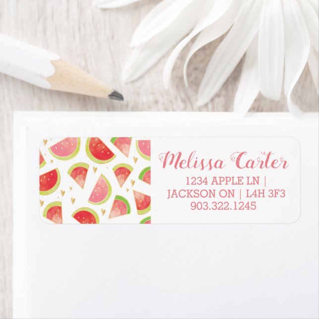 Etiqueta Filas de Watermelon de Verão e Dourado padrão card (Insitu)