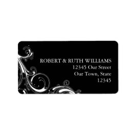 Etiqueta Filigree Swirl Black com White