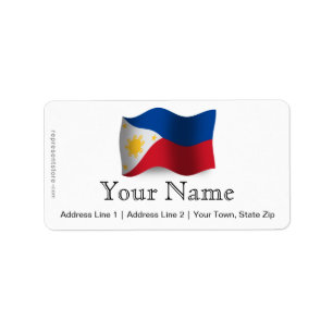 Etiqueta Filipinas que acenam a bandeira