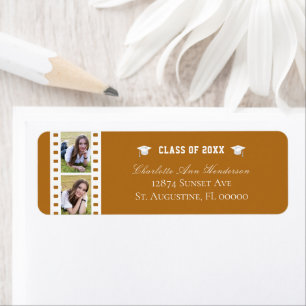 Etiqueta Filmstrip Photo Collage Graduation Endereço Laranj