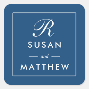 Etiqueta fina clássica do monograma da beira, azu