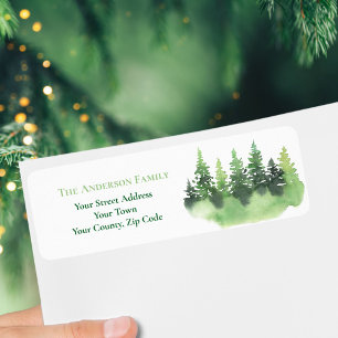Etiqueta Fir Trees de inverno Verde de Natal