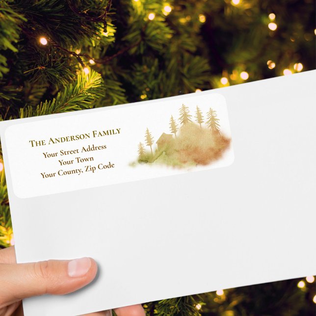 Etiqueta Fir Treine de Natal Brown Hut Forest (Criador carregado)