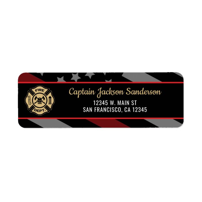 Etiqueta Fireman Fire Department Firefighter Address (Frente)