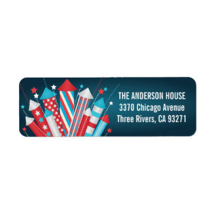 Etiqueta Fireworks Rockets 4th of July Address Labels