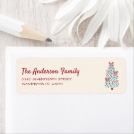 Etiqueta Fitas de Mão Vermelha Retro Cor-de-Rosa Desenhadas