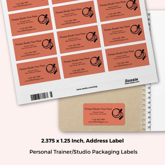 Etiqueta Fitness Business Skipping Rope Orange Address (2.375x1.25 Inch, Fitness Business Skipping Rope Orange Address Label)