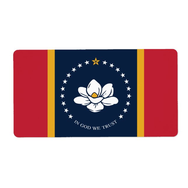 Etiqueta Flag do Mississippi - New Magnolia Flag (Frente)