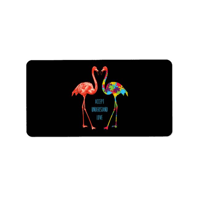 Etiqueta Flamingo | Aceitar Autismo Do Amor Flamingo (Frente)