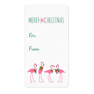 Etiqueta Flamingo Christmas Big Stickers para presentes