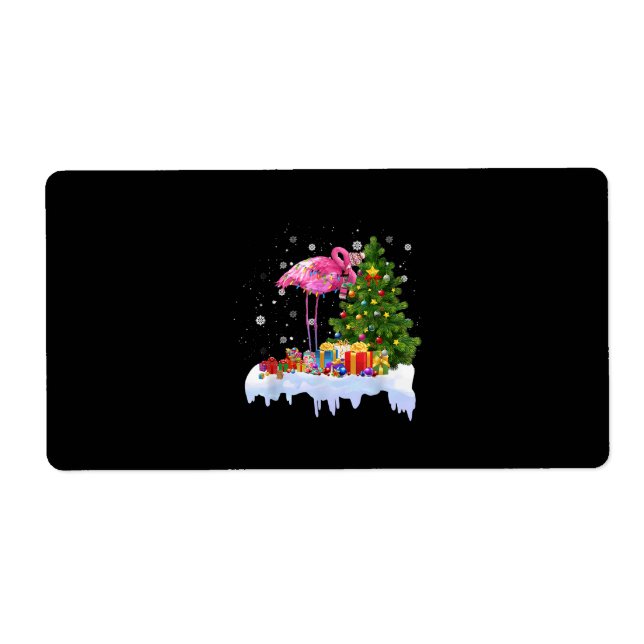 Etiqueta Flamingo Christmas Tree Lights (Frente)