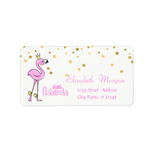 Etiqueta Flamingo Cor-de-rosa,Faux Gold Foil Confetti,Branc
