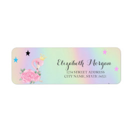 Etiqueta Flamingo De Bebê, Estrelas, Holográfico