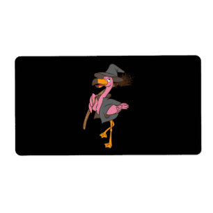 Etiqueta Flamingo Pássaro Rosa Legal da Bruxa Flamingo do