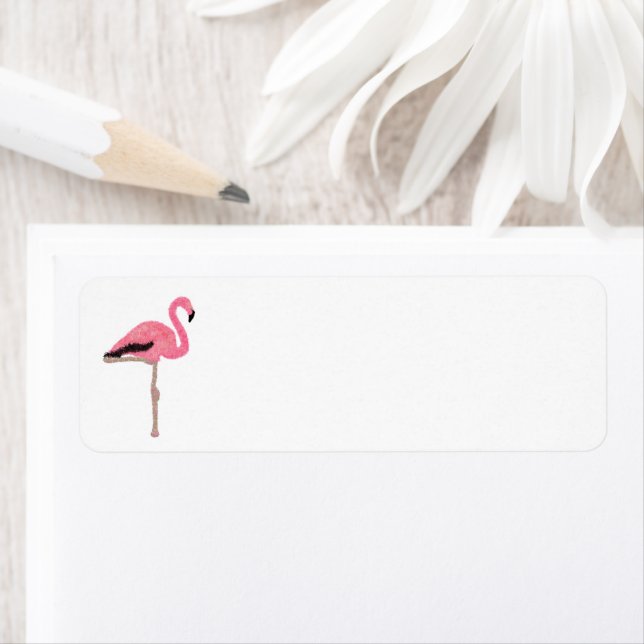 Etiqueta Flamingo rosa brilhante Natal na praia (Insitu)