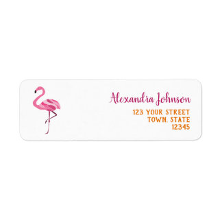 Etiqueta Flamingo Rosa Endereço de Remetente