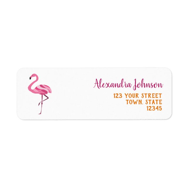 Etiqueta Flamingo Rosa Endereço de Remetente (Frente)