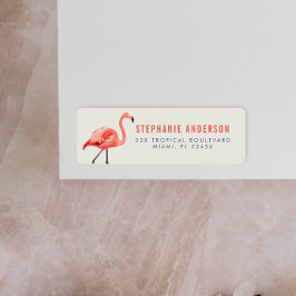 Etiqueta Flamingo Rosa | Tipografia Moderna do Endereço de 