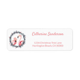 Etiqueta flamingos de Natal Endereço de Devolução Rosa