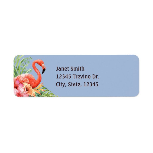 Etiqueta Flamingos e Hibiscus Tropicais (Frente)