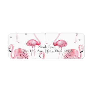 Etiqueta Flamingos Rosa Pontos Cinzas Chique Convite