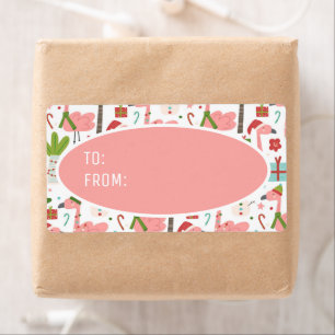 Etiqueta Flamingos Santa Hat, Cor De Rosa Bonita, Para