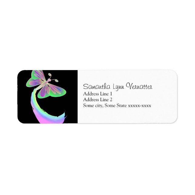 Etiqueta Flautando borboleta em preto por Mendi (Frente)