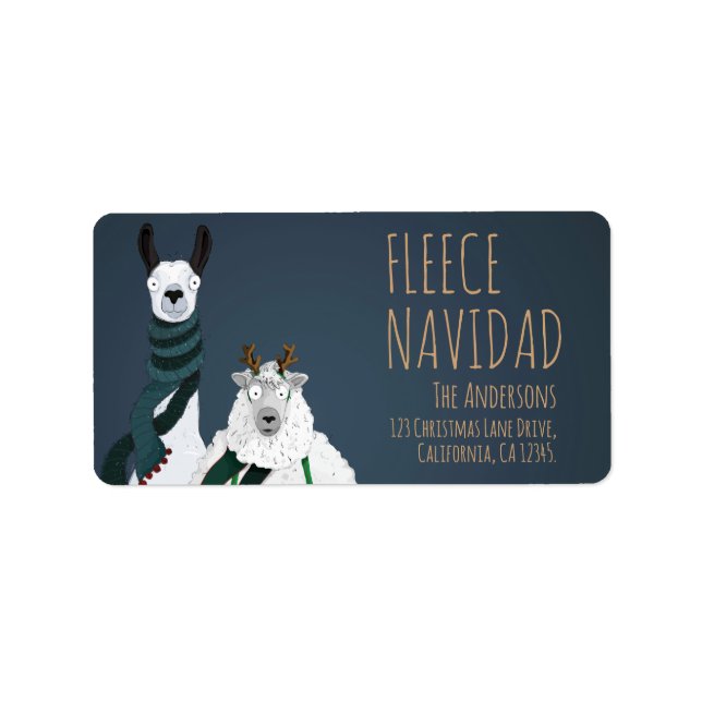 Etiqueta ‘Fleece Navidad’ Chic Divertido e Divertido Llama  (Frente)
