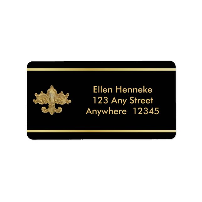 Etiqueta Fleur De Lis Antiquado Dourado (Frente)