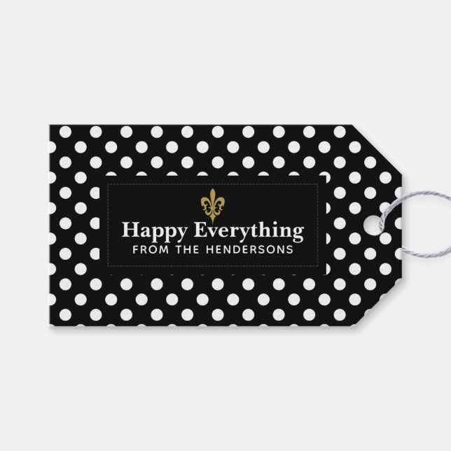 Etiqueta Fleur De Lis Com Bolinhas Brancas (Frente (horizontal))