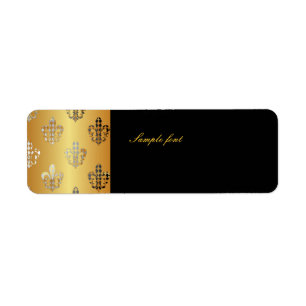 Etiqueta Fleur de lis Dourado preto com harlequim