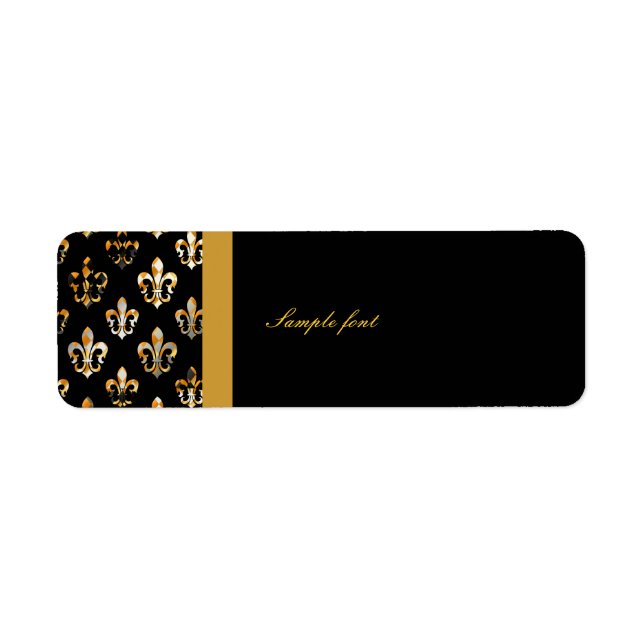 Etiqueta Fleur de lis Dourado preto com harlequim (Frente)
