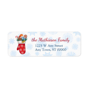 Etiqueta Floco de neve azul de Natal Mitten